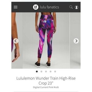 Lululemon size 10 wunder train high rise crop leggings digital current pink